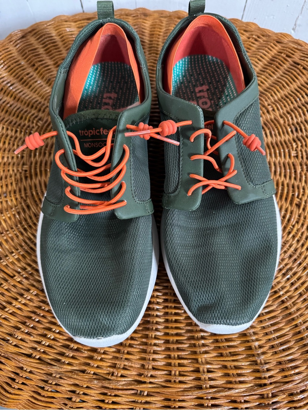 Women’s Forest Green Sneaker with Orange Accents